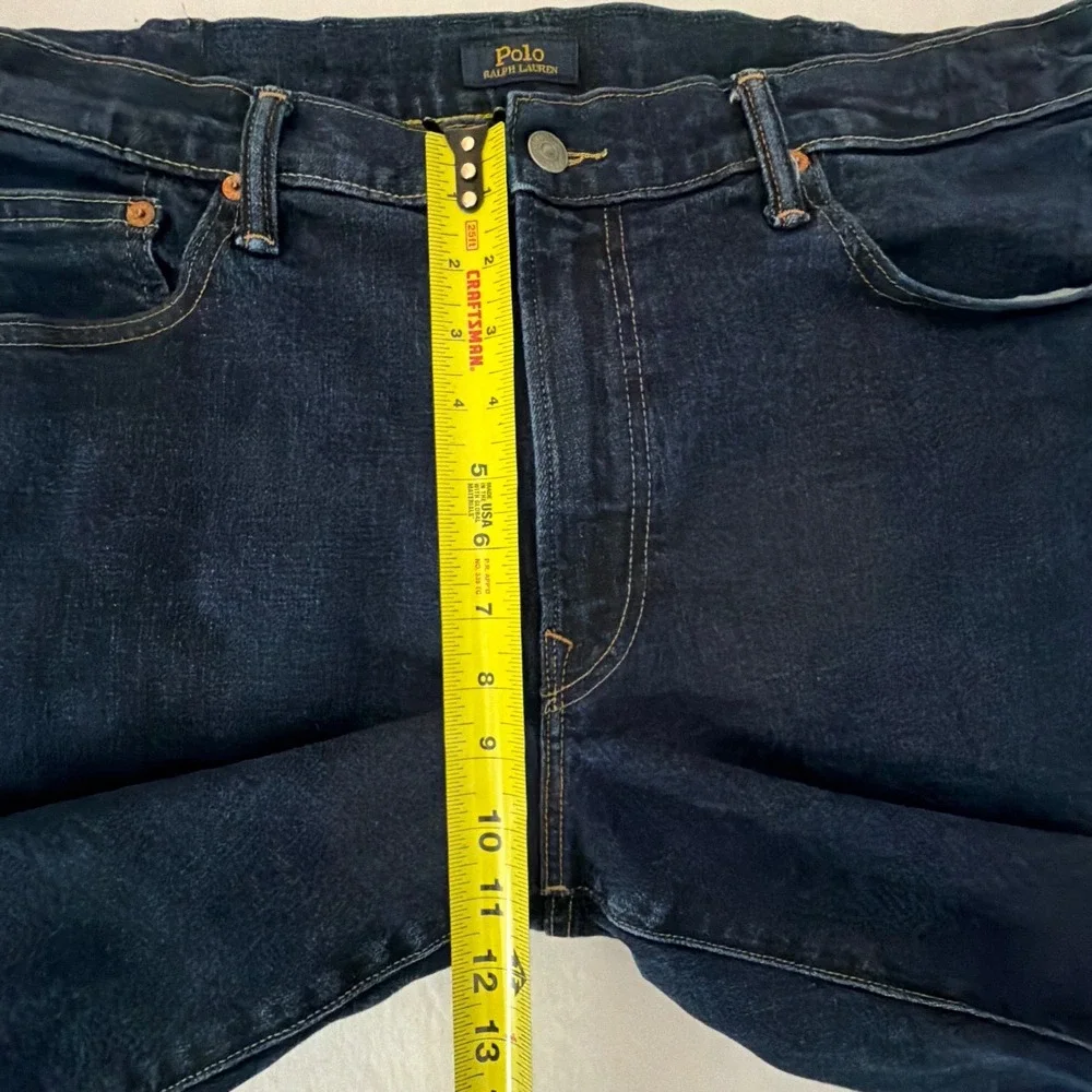 Polo Ralph Lauren Varick Slim Straight Jeans Mens 38x31 Dark Indigo Blue Stretch
